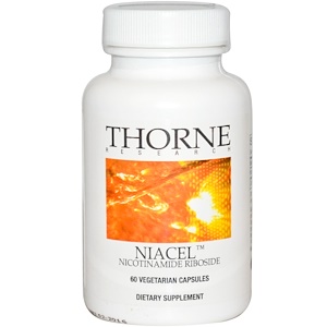Thorne Research, Niacel, никотинамид рибозид, 60 растительных капсул