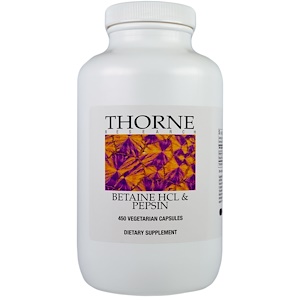 Thorne Research, Бетаин HCL и пепсина, 450 Veggie Caps