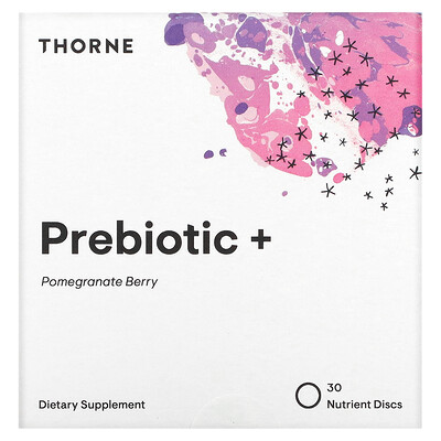 

Thorne Prebiotic+, пребиотики, гранат и ягоды, 30 растворимых дисков с питательными веществами