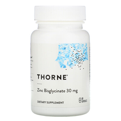 Thorne Research Бисглицинат цинка, 30 мг, 60 капсул