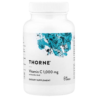 Thorne, Vitamina C en forma de ácido ascórbico, 60 cápsulas (1 g por cápsula)