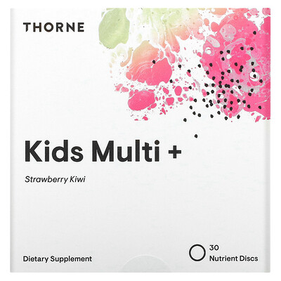 

Thorne, Kids Multi+, Ages 4-12, Strawberry Kiwi, 30 Nutrient Discs