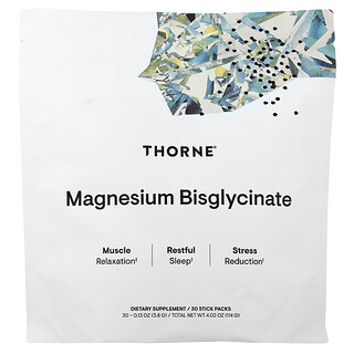 Thorne, Bisglicinato de Magnésio, 30 Embalagens, 3,8 g (0,13 oz) Cada