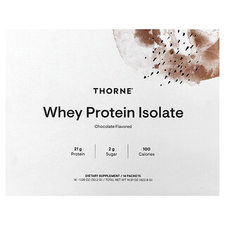 Thorne, Isolat de protéines de lactosérum, Chocolat, 14 sachets, 30,2 g chacun