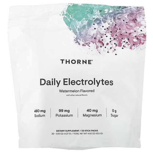 Thorne Daily Electrolytes, Watermelon, 30 Stick Packs, 0.15 oz (4.37 g) Each