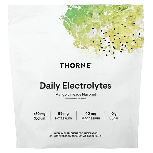 Thorne Daily Electrolytes, Mango Limeade, 30 Stick Packs, 0.15 oz (4.37 g) Each