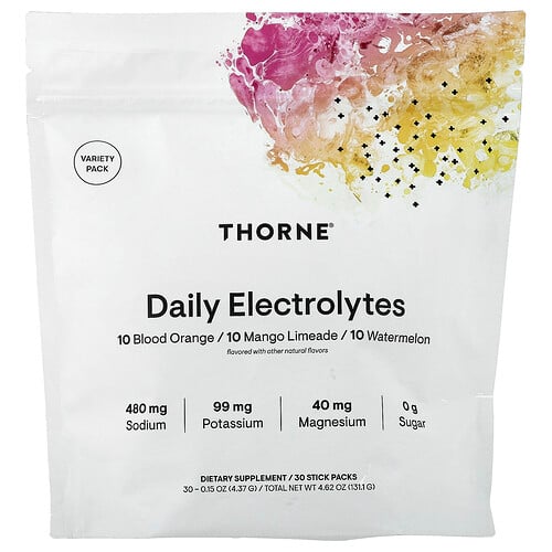 Thorne Daily Electrolytes, Variety Pack, 30 Stick Packs, 0.15 oz (4.37 g) Each
