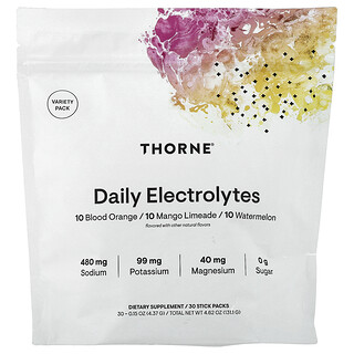 Thorne, Electrolitos diarios, Paquete surtido, 30 sobrecitos, 4,37 g (0,15 oz) cada uno