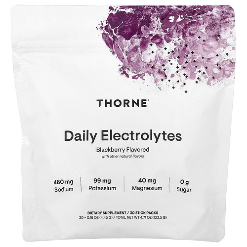 Thorne, Tägliche Elektrolyte, Brombeere, 30 Stick-Packungen, je 4,45 g (0,16 oz)