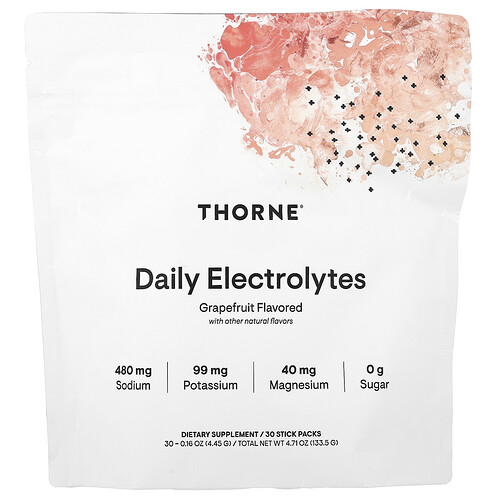 Thorne, Tägliche Elektrolyte, Grapefruit, 30 Stick-Packungen, je 4,45 g (0,16 oz)