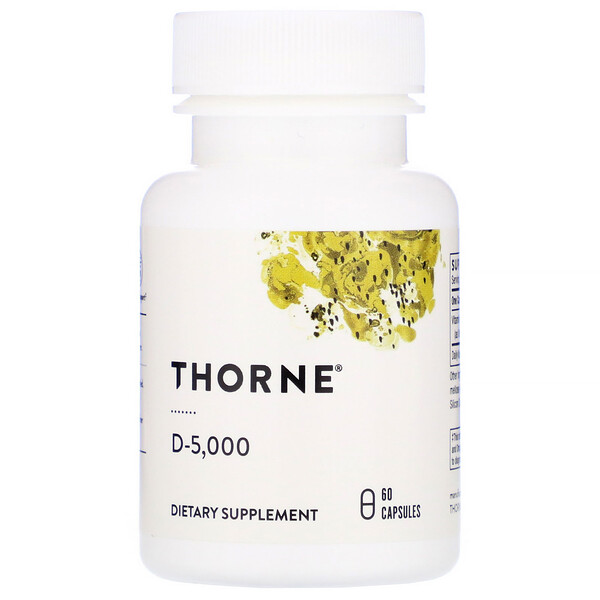 Thorne Research, D-5,000 维生素 D 胶囊，120 微克（5000 国际单位），60 粒装