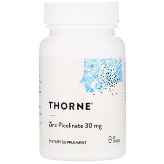 Thorne Research, Пиколинат Цинка с Удвоенной Эффективностью, 60 Растительных капсул