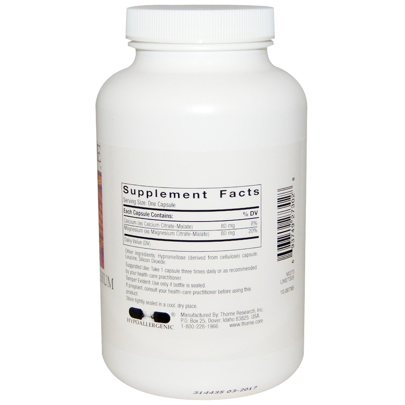 Thorne Research, CalciumMagnesium Citramate, 240 Vegetarian Capsules