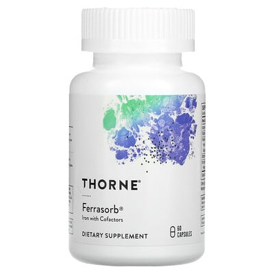 

Thorne Research Ferrasorb, железо с кофакторами, 60 капсул