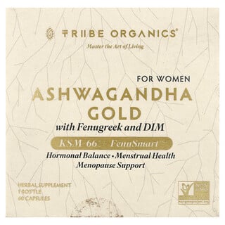 Tribe Organics, Ashwagandha Gold With Frengreek and DIM, For Women, 60 Capsules