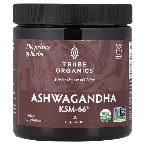 Tribe Organics Ashwagandha KSM-66®, 120 Capsules (300 mg per Capsule)