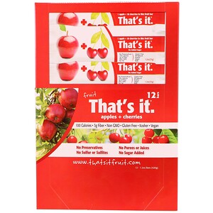 That's It, Фруктовые батончики, яблоки + вишня, 12 батончиков, 1,2 унции (420 г) каждый