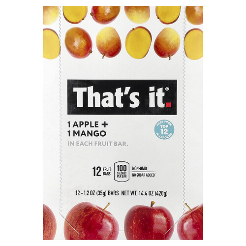 That's It, Fruchtriegel, Apfel + Mango, 12 Riegel, je 35 g