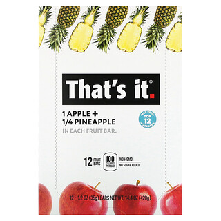 That's It, Barrita de frutas, Manzana y piña`` 12 barritas, 35 g (1,2 oz) cada una