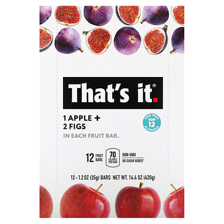 That's It, Bar Buah, Epal + Buah Tin, 12 Bar, 1.2 oz (35 g) Setiap satu