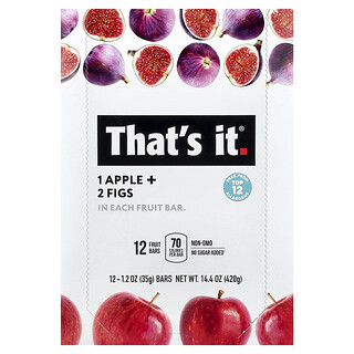 That's It, Fruit Bars, Apple + Figs, 12  Bars, 1.2 oz (35 g) Each