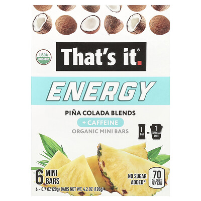 That's It Energy Organic Mini Bars Pina Colada Blends 6 Mini Bars 0.7 oz (20 g) Each