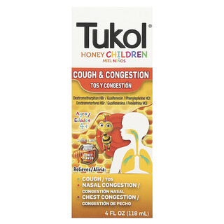 Tukol (투콜), 꿀 어린이용, 기침 및 막힘, 만 4세 이상, 천연 꿀, 118ml(4fl oz)