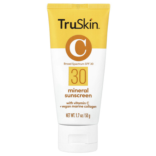 TruSkin, Mineral Sunscreen with Vitamin C + Vegan Marine Collagen, mineralischer Sonnenschutz mit Vitamin C + veganem Meereskollagen, LSF 30, 50 g (1,7 oz.)