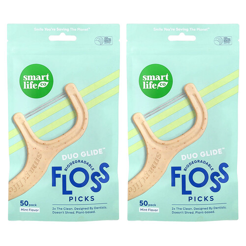Smartlifeco Duopik™ Floss Picks, Mint, 100 Pack