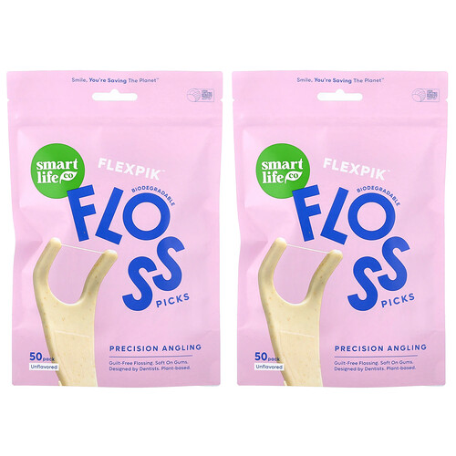 SmartLifeCo, Flexpik™ Floss Picks, Zahnseide-Sticks, geschmacksneutral, 100er-Pack