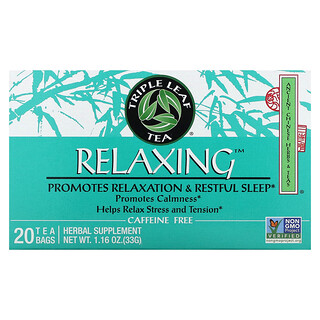 Triple Leaf Tea, Relaxing, без кофеина, 20 чайных пакетиков, 33 г (1,16 унции)