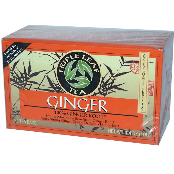 Triple Leaf Tea, Ginger, Caffeine Free, 20 Tea Bags, 1.4 oz (40 g) iHerb