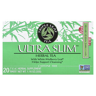 Triple Leaf Tea, Tisane ultramince, Avec feuille de mûrier blanc, Sans caféine, 20 sachets de thé, 33 g