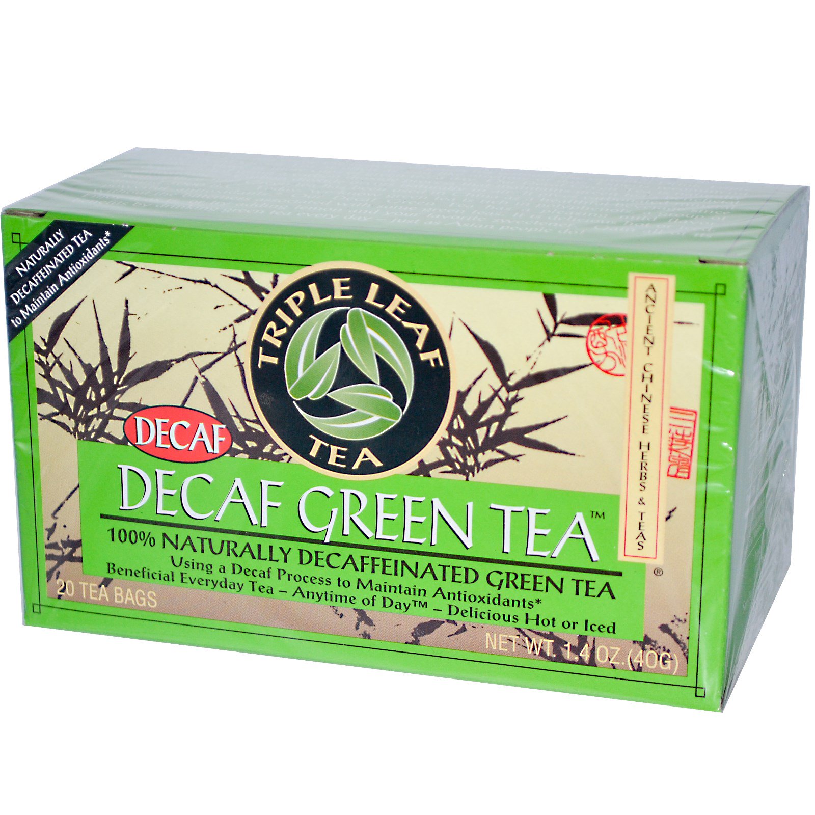 Triple Leaf Tea, Decaf Green Tea, 20 Tea Bags, 1.4 oz (40 g) - iHerb