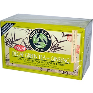 Отзывы о Трипл Лиф Ти, Decaf Green Tea with Ginseng, 20 Tea Bags 1.4 oz (40 g) Each