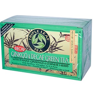 Отзывы о Трипл Лиф Ти, Ginkgo & Decaf Green Tea, 20 Tea Bags, 1.4 oz (40 g)
