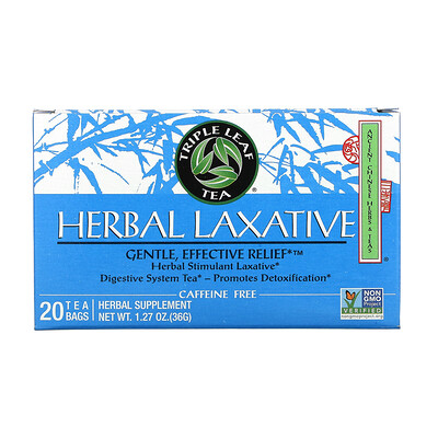 Triple Leaf Tea слабительное на основе трав, 20 чайных пакетиков по 36 г (1,27 унции)