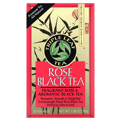 Triple Leaf Tea  Rose Black Tea  20 Tea Bags  1.06 oz (30 g)