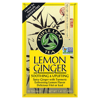 Triple Leaf Tea  Lemon Ginger Tea  20 Tea Bags  1.41 oz (40 g)