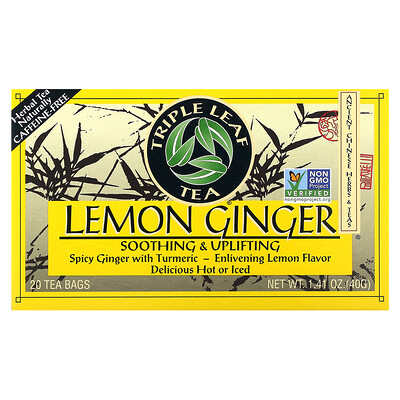 Product Image for Triple Leaf Tea, Lemon Ginger Tea, 20 Tea Bags, 1.41 oz (40 g)