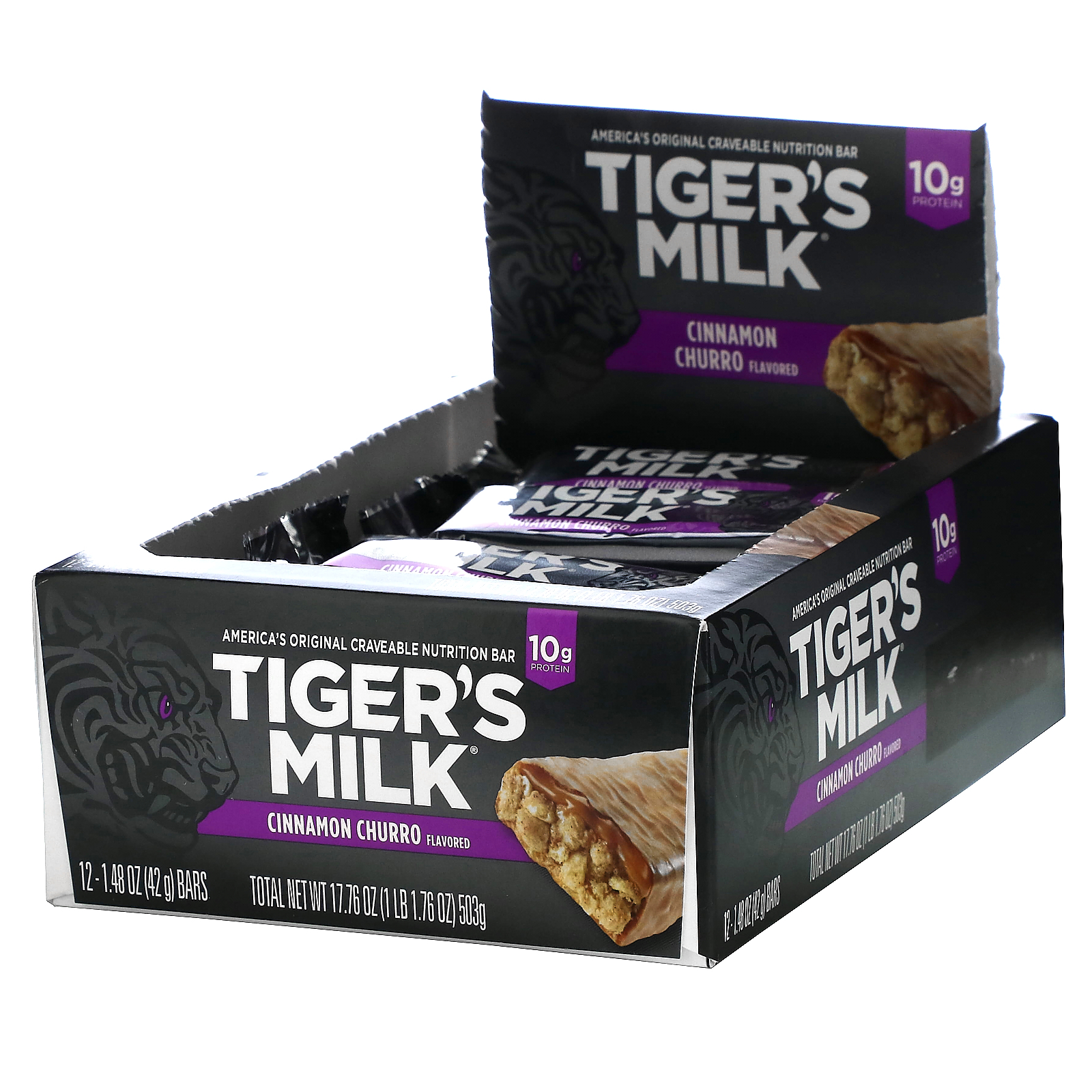 Tiger's Milk Nutrition Bar Cinnamon 人気ブラドン Churro 新着商品 12 Each g 1.48 Bars 42 oz