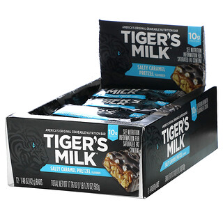 Tiger's Milk, 营养棒，咸味焦糖椒盐卷饼，12 根，每根 1.48 盎司（42 克）
