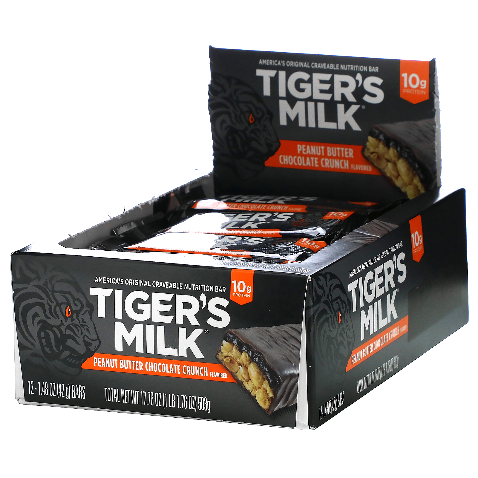 Tiger's Milk Nutrition Bar Peanut 数量限定アウトレット最安価格 Butter Chocolate Crunch 12 1.48 Each 42 Bars oz g 年中無休
