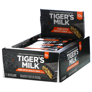 Tiger's Milk,  Nutrition Bar, Peanut Butter Chocolate Crunch, 12 Bars, 1.48 oz (42 g) Each