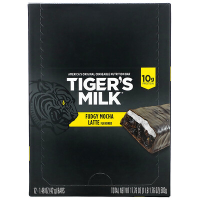 

Tiger's Milk, Nutrition Bar, Fudgy Mocha Latte, 12 Bars, 1.48 oz (42 g) Each