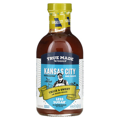 

True Made Foods Kansas City BBQ Sauce Thick & Sweet with Hidden Veggies 18 oz (510 g)