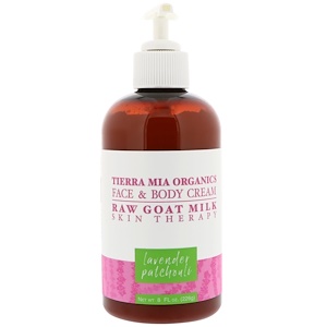 Tierra Mia Organics, Терапия кожи сырым козьим молоком, крем для лица и тела, лаванда и пачули, 8 жидких унций (226 г)