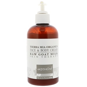Tierra Mia Organics, Средство по уходу за кожей из сырого козьего молока, крем для лица и тела, без запаха, 226 г (8 жидких унций)