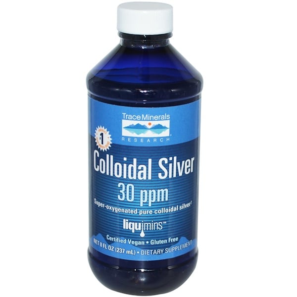 Trace Minerals Research, Colloidal Silver, 30 ppm, 8 fl oz (237 ml ...