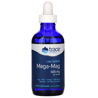 Trace Minerals Research, Mega-Mag con bajo contenido de sodio, 400 mg, 118 ml (4 oz. líq.)
